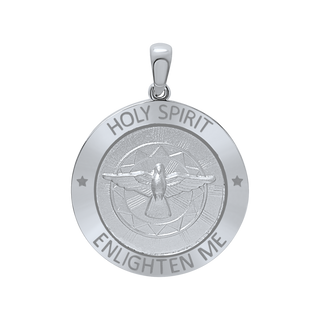 Sterling Silver Round Holy Spirit Medallion (5/8 inch - 1 inch)