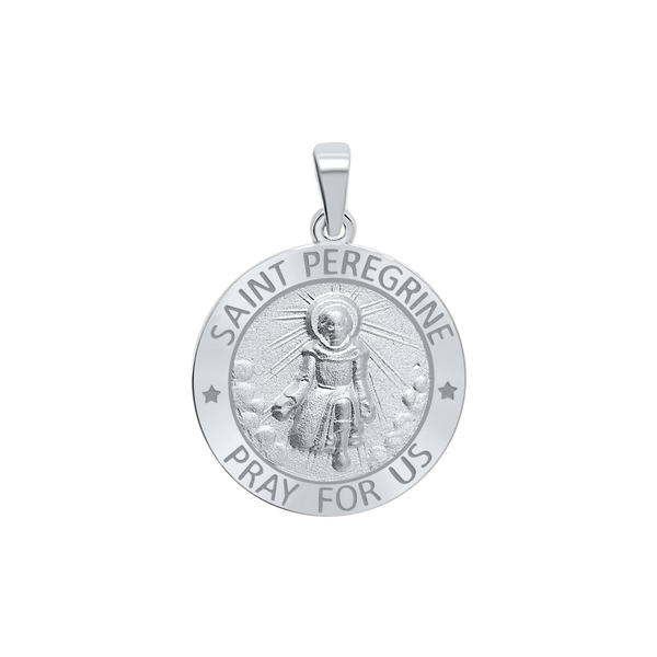 Sterling Silver Round Saint Peregrine Medallion (3/4 inch)