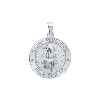 Sterling Silver Round Saint Peregrine Medallion (3/4 inch)