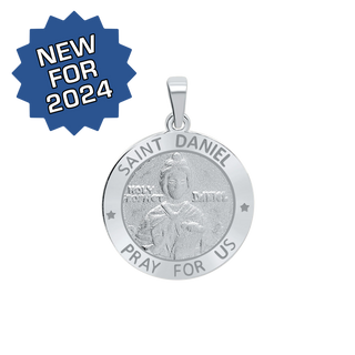 Sterling Silver Round Saint Daniel Medallion (3/4 inch)