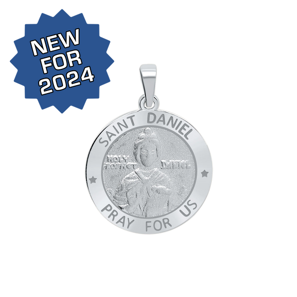 Sterling Silver Round Saint Daniel Medallion (3/4 inch)