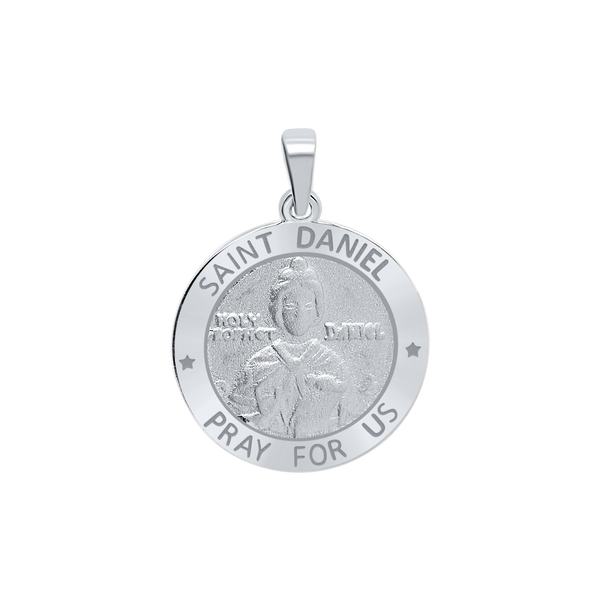 Sterling Silver Round Saint Daniel Medallion (3/4 inch)