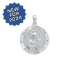 Sterling Silver Round Saint Catherine Medallion (3/4 inch)