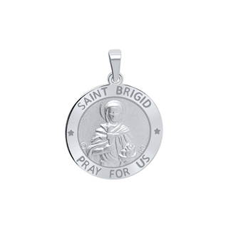 Sterling Silver Round Saint Brigid Medallion (3/4 inch)