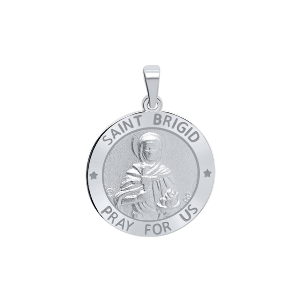 Sterling Silver Round Saint Brigid Medallion (3/4 inch)