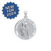 Sterling Silver Round Saint Clare Medallion (3/4 inch)