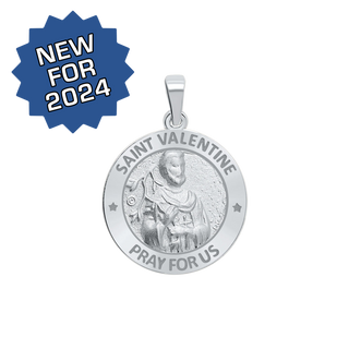 Sterling Silver Round Saint Valentine Medallion (3/4 inch)