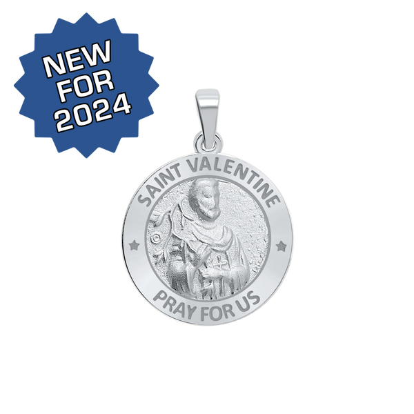 Sterling Silver Round Saint Valentine Medallion (3/4 inch)