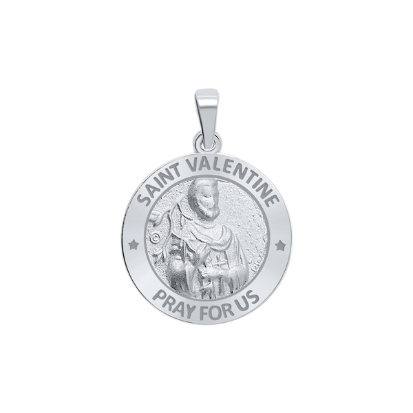 Sterling Silver Round Saint Valentine Medallion (3/4 inch)