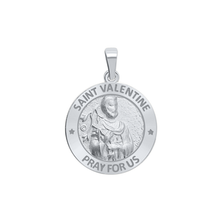 Sterling Silver Round Saint Valentine Medallion (3/4 inch)