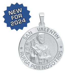 Sterling Silver Round San Valentin Medallion (1 inch)