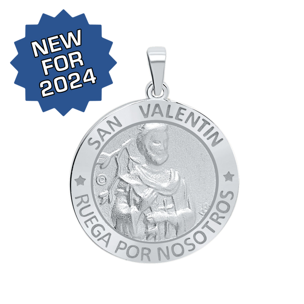 Sterling Silver Round San Valentin Medallion (1 inch)