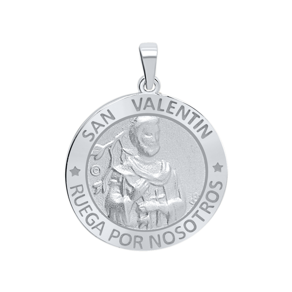 Sterling Silver Round San Valentin Medallion (1 inch)