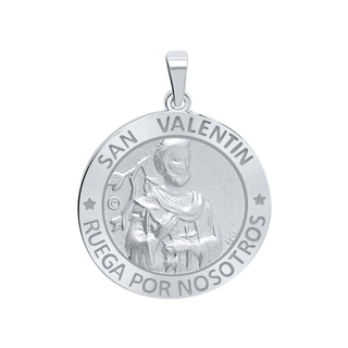 Sterling Silver Round San Valentin Medallion (1 inch)