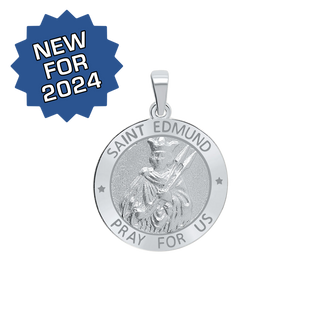 Sterling Silver Round Saint Edmund Medallion (3/4 inch)