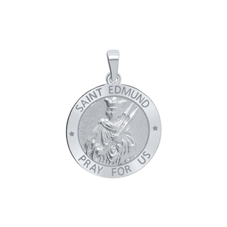 Sterling Silver Round Saint Edmund Medallion (3/4 inch)