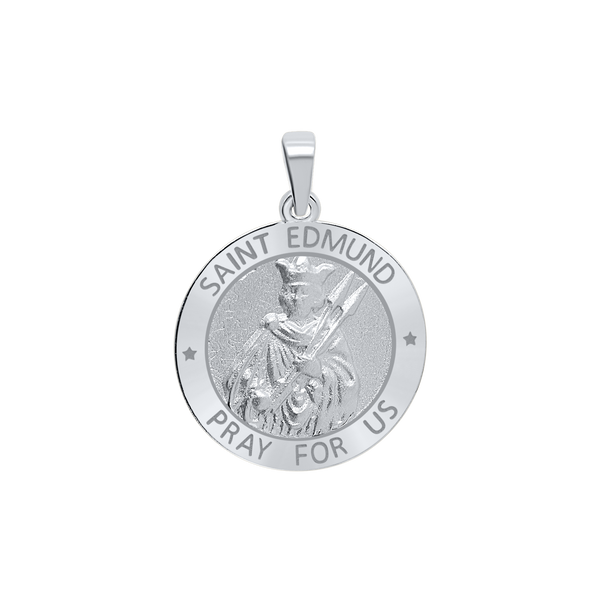 Sterling Silver Round Saint Edmund Medallion (3/4 inch)