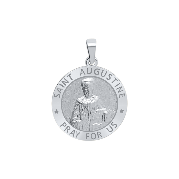 Sterling Silver Round Saint Augustine Medallion (3/4 inch)