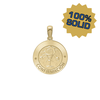 14K Gold Round Confirmación Medallion (5/8 inch)