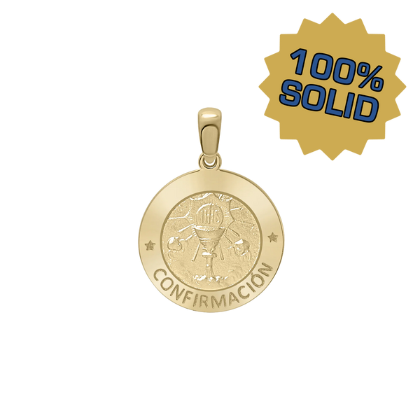 14K Gold Round Confirmación Medallion (5/8 inch)