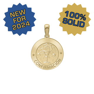 14K Gold Round Confirmación Medallion (5/8 inch)