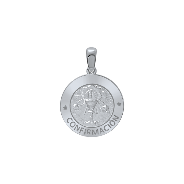 Sterling Silver Round Confirmación Medallion (5/8 inch - 3/4 inch)