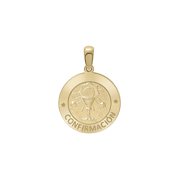 14K Gold Round Confirmación Medallion (5/8 inch)