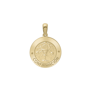 14K Gold Round Confirmación Medallion (5/8 inch)