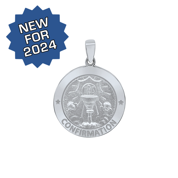 Sterling Silver Round Confirmation with Chalice Medallion (1/2 inch - 1 inch)