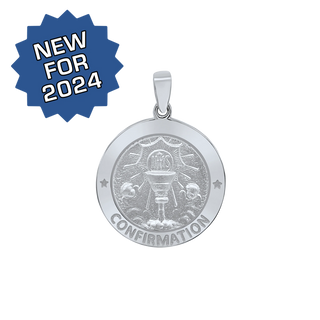 Sterling Silver Round Confirmation with Chalice Medallion (1/2 inch - 1 inch)