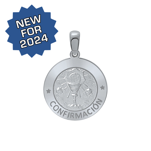 Sterling Silver Round Confirmación Medallion (5/8 inch - 3/4 inch)