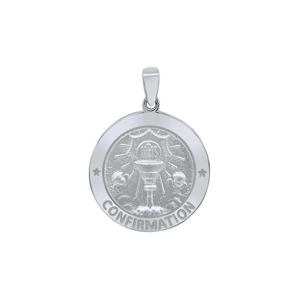 Sterling Silver Round Confirmation with Chalice Medallion (1/2 inch - 1 inch)