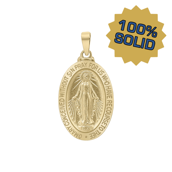 14K Gold Oval Miraculous Medallion (7/8 inch)