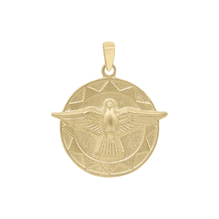 14K Gold Round Holy Spirit with No Words Medallion (7/8 inch)