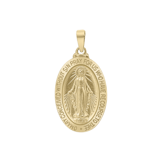 14K Gold Oval Miraculous Medallion (7/8 inch)