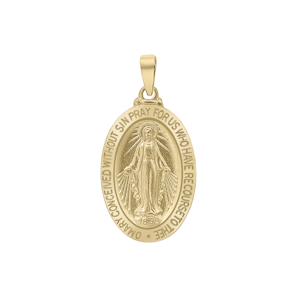 14K Gold Oval Miraculous Medallion (7/8 inch)