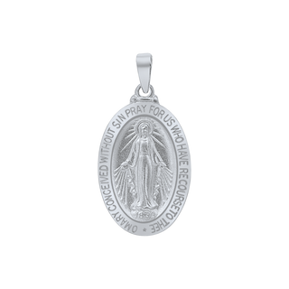 Sterling Silver Oval Miraculous Medallion (7/8 inch)