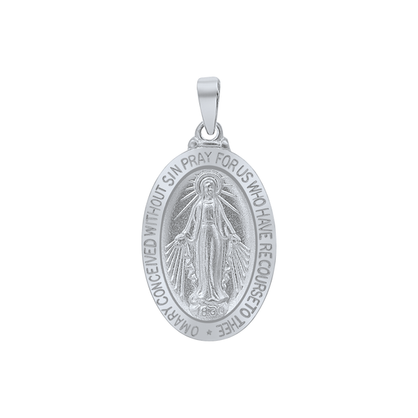 Sterling Silver Oval Miraculous Medallion (7/8 inch)