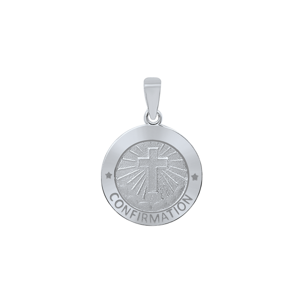Sterling Silver Round Confirmation with Cross Medallion (5/8 inch - 3/4 inch)