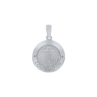 Sterling Silver Round Confirmation with Cross Medallion (5/8 inch - 3/4 inch)