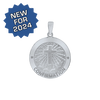 Sterling Silver Round Confirmation with Cross Medallion (5/8 inch - 3/4 inch)