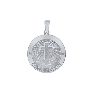 Sterling Silver Round Confirmation with Cross Medallion (5/8 inch - 3/4 inch)