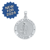 Sterling Silver Round Saint Lazarus Medallion (3/4 inch)