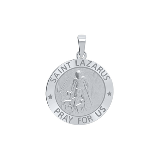 Sterling Silver Round Saint Lazarus Medallion (3/4 inch)