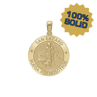 14K Gold Round San Lázaro Medallion (3/4 inch)