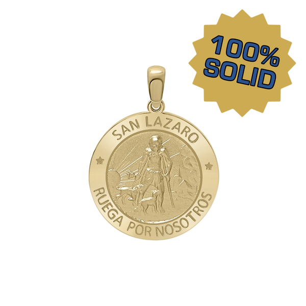 14K Gold Round San Lázaro Medallion (3/4 inch)