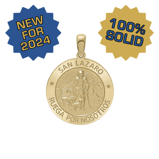 14K Gold Round San Lázaro Medallion (3/4 inch)