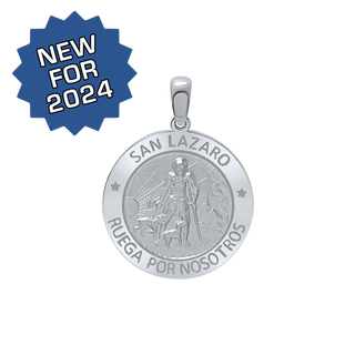 Sterling Silver Round San Lázaro Medallion (3/4 inch)