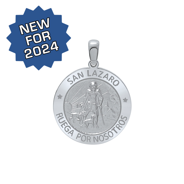 Sterling Silver Round San Lázaro Medallion (3/4 inch)