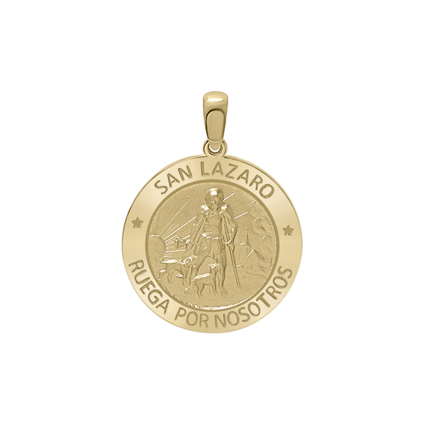 14K Gold Round San Lázaro Medallion (3/4 inch)